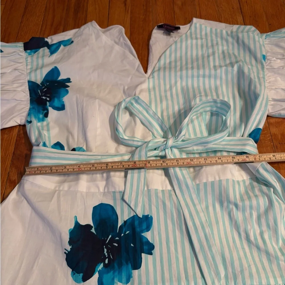 C. Wonder by Christian Siriano XL Striped Floral Puff Sleeve Dress - Picture 4 of 9